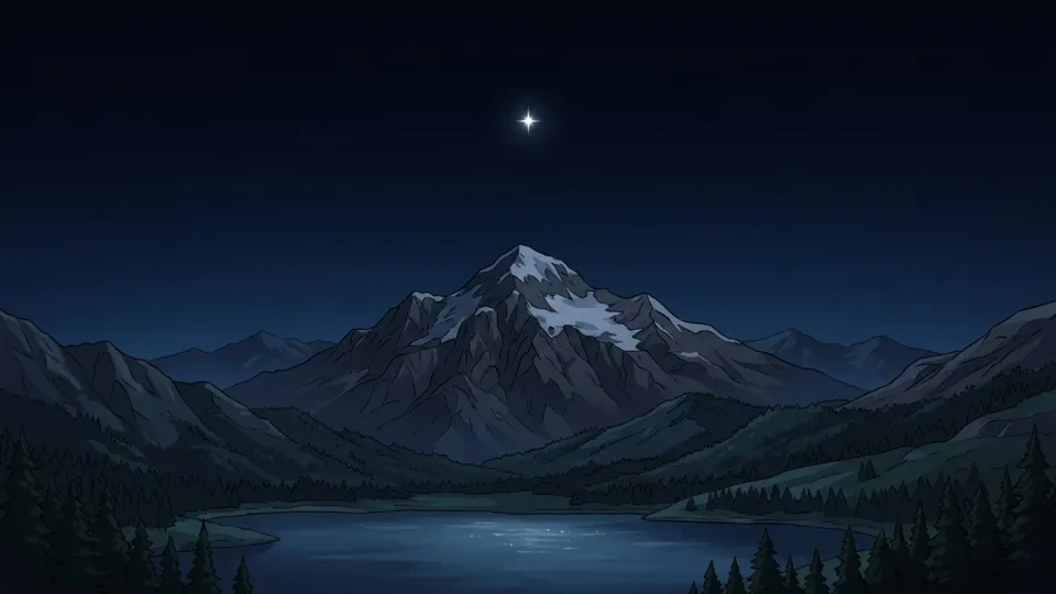 山の頂上の夜空に輝く星