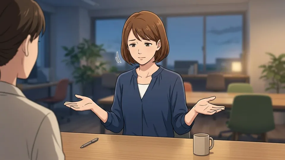 間違いを認めてうなずく女性