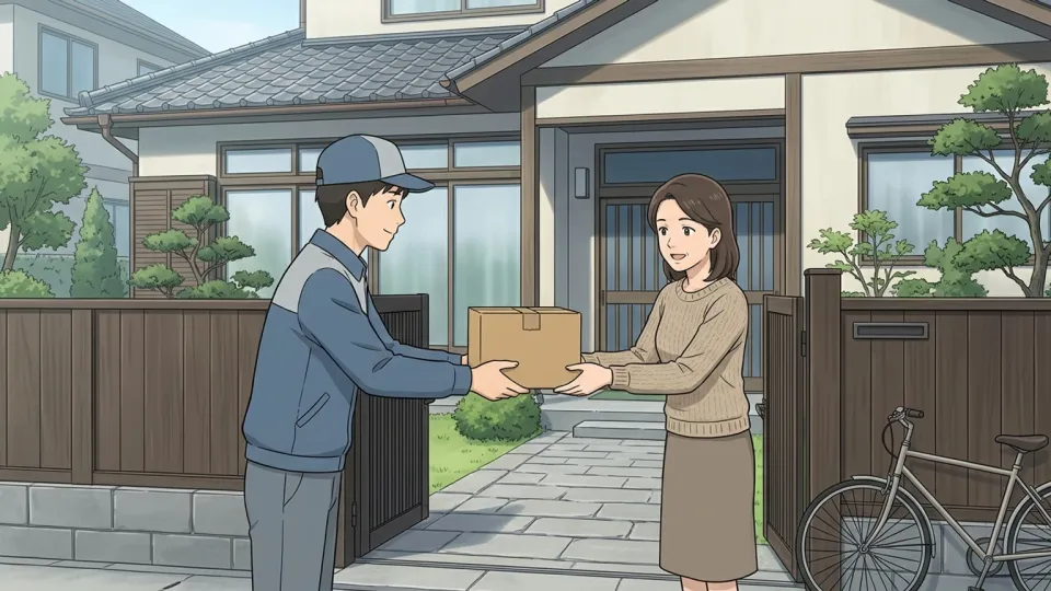 用紙に住所を記入する手
