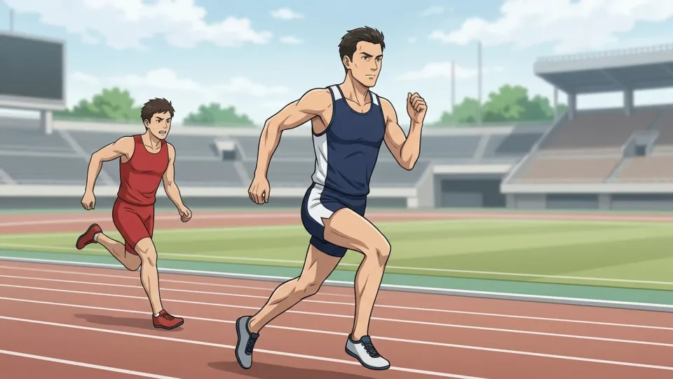 レースで他のランナーより一歩先を走るランナー