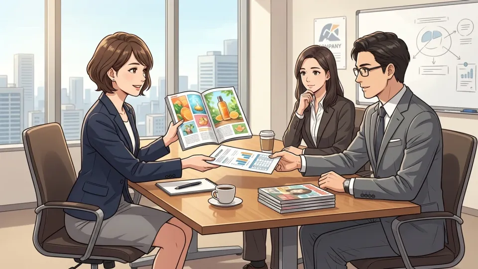 雑誌の全面広告について割引提案を受ける広告主