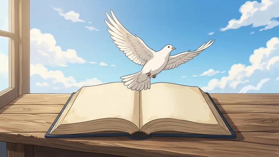本から飛び立つ鳥のイラスト