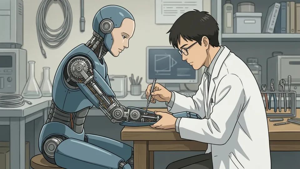人間のような外見をした人造人間を製作する科学者