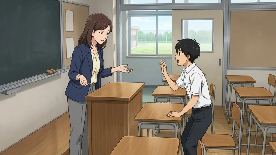 先生の質問に答える生徒