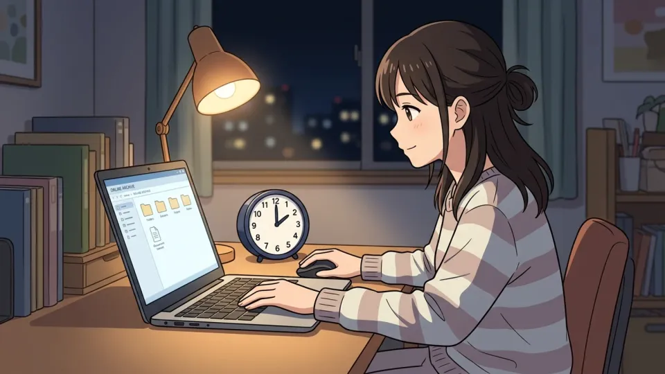 夜間でもオンライン資料庫を利用する会員