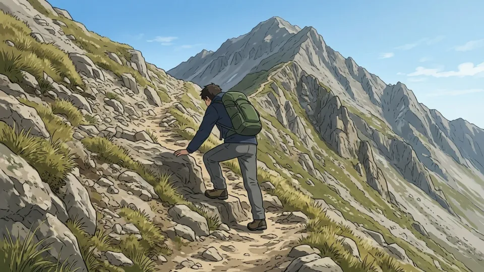 山を登る登山者