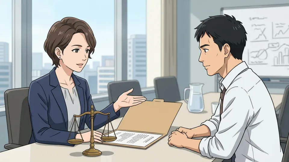ライセンス契約を会社担当者と確認する弁護士