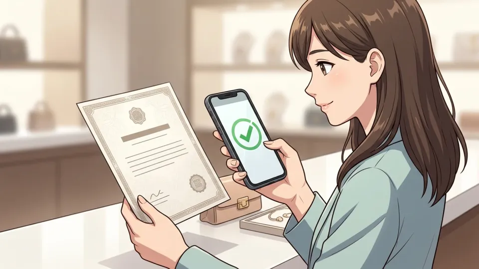 アプリで商品の証明書が真正か確認する購入者