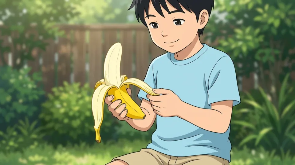 手にバナナを持つ子供
