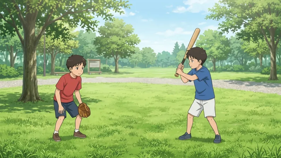 公園で野球をする子供たち