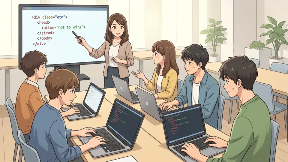 初心者向けのプログラミング講座で基礎を学ぶ参加者