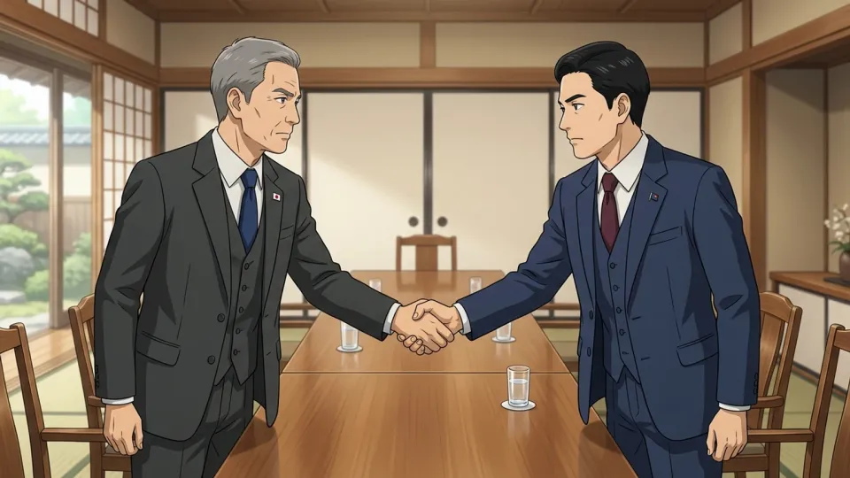 2人の代表者が握手をしている様子