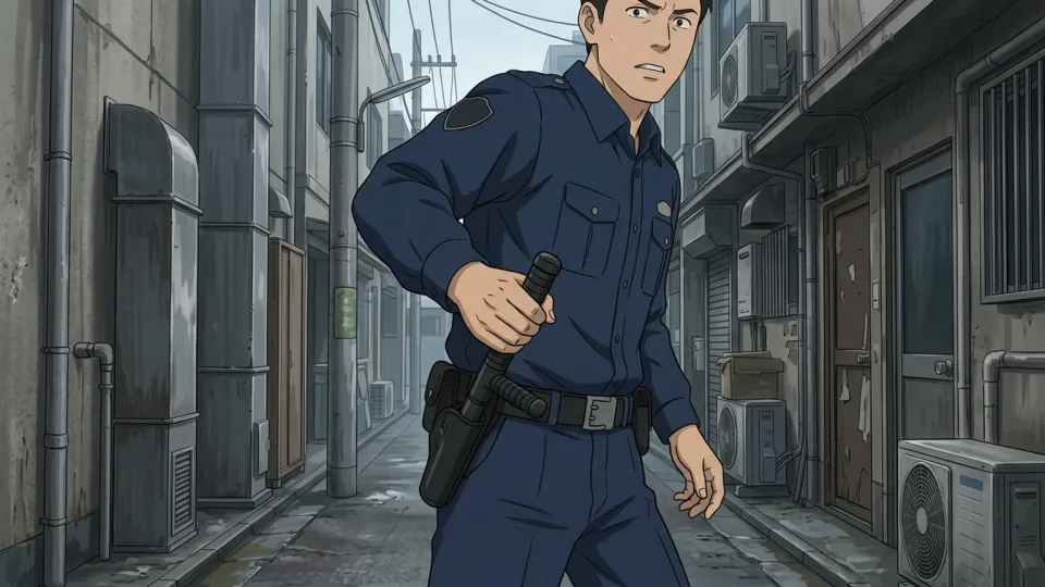 警棒に手をかける警察官