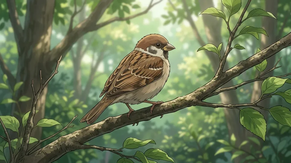 木の枝に止まる小さな鳥