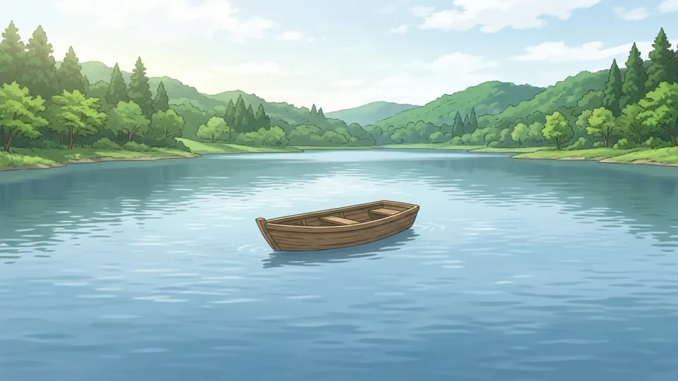 湖に浮かぶ小さなボート