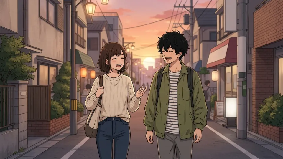 映画館へ向かう二人の友人