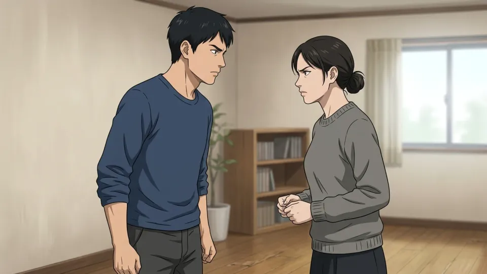部屋の中の緊迫感の高まりを示すイラスト