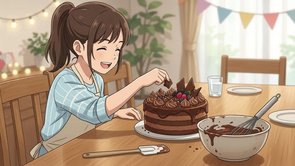 パーティー用に焼かれたチョコレートケーキ