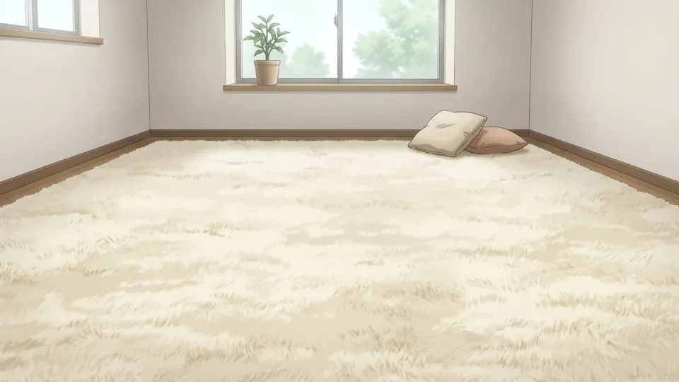 リビングルームの床に敷かれた柔らかいじゅうたん。