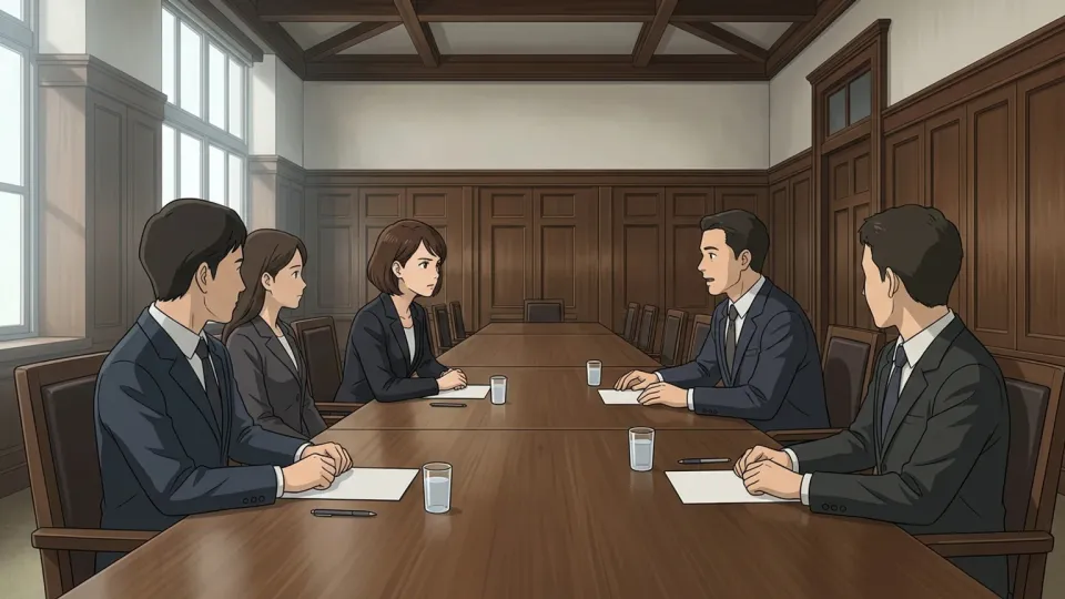 委員会が会議を行っている格式高い部屋