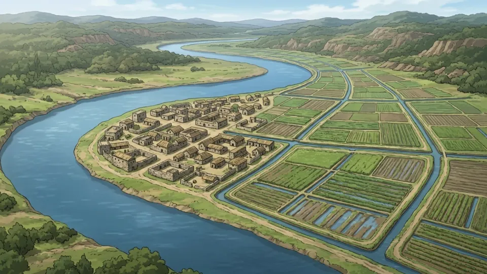 川沿いに発展した古代文明の集落