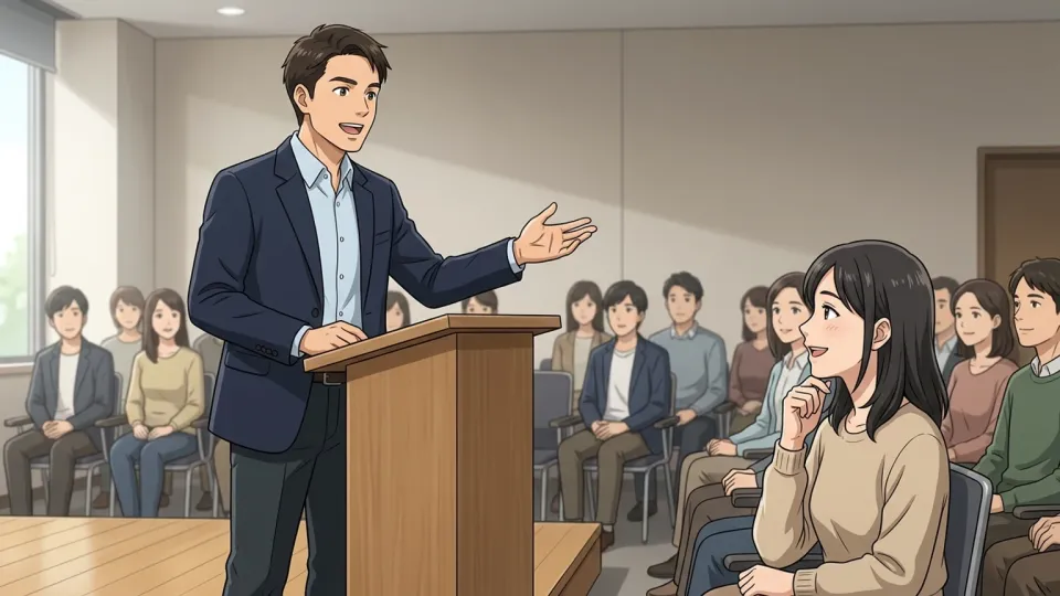 講演者が分かりやすく話を伝えている様子