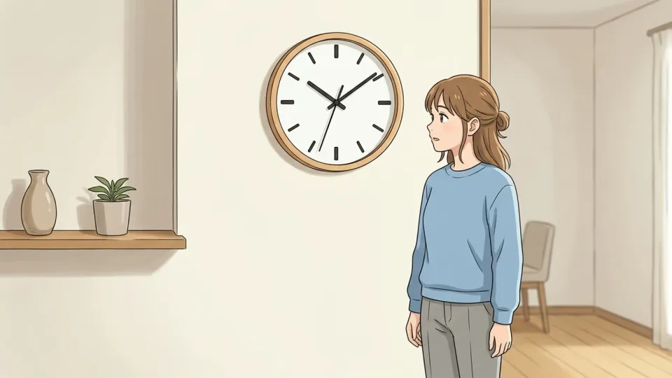 壁にかかっている丸い時計