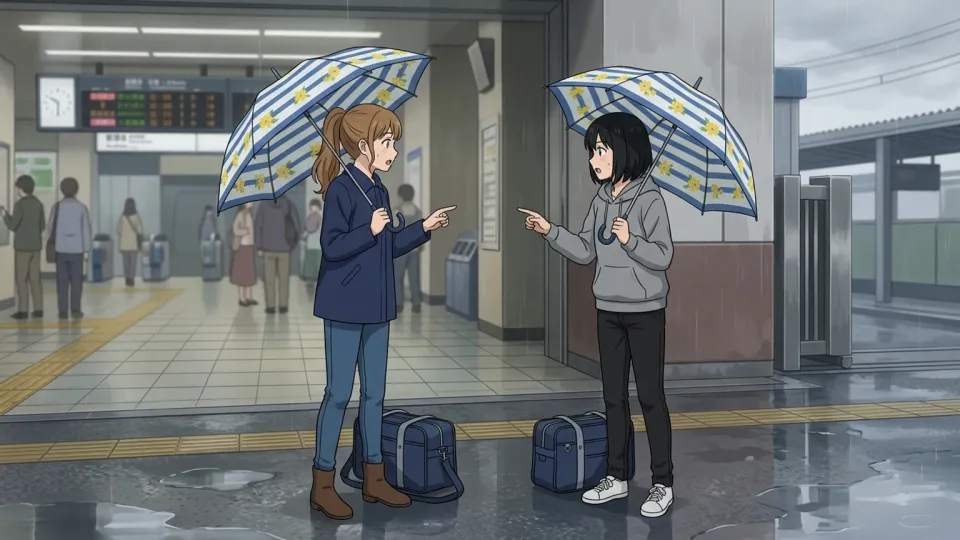 2人が同じシャツを着て驚いているイラスト