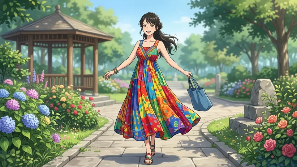 色鮮やかなドレスを着た女性