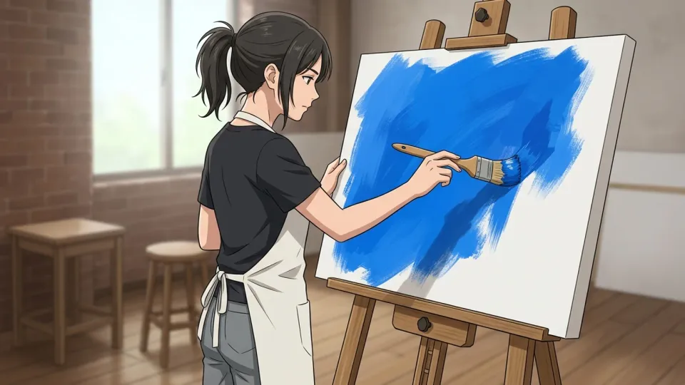 鮮やかな色で塗られた絵画の背景