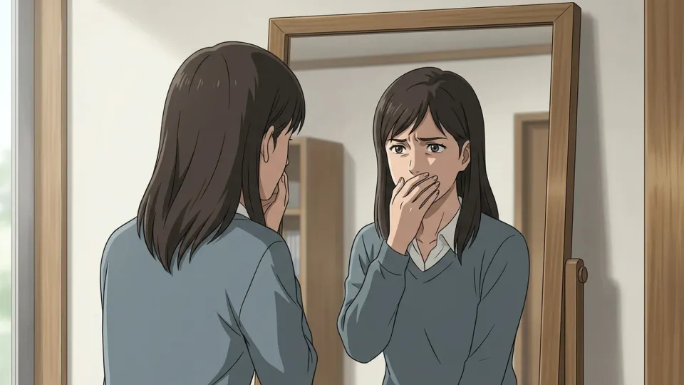 嘘をつくことに葛藤する女性