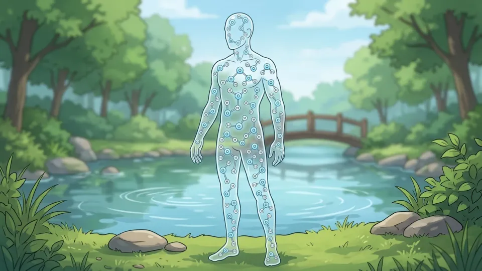 人体の形を成す水分子のイラスト