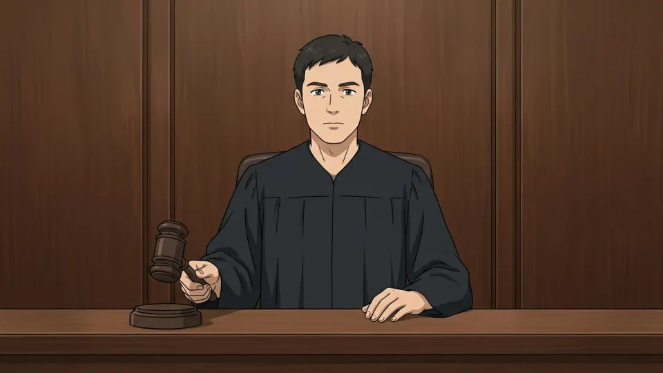 裁判官が新しい法律は憲法に合致していると判決を下す様子