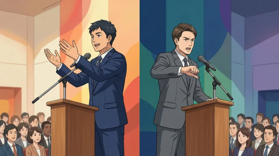 二人の候補者の政策の対照的な違い。