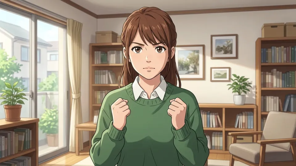 将来の計画を力強く語る女性