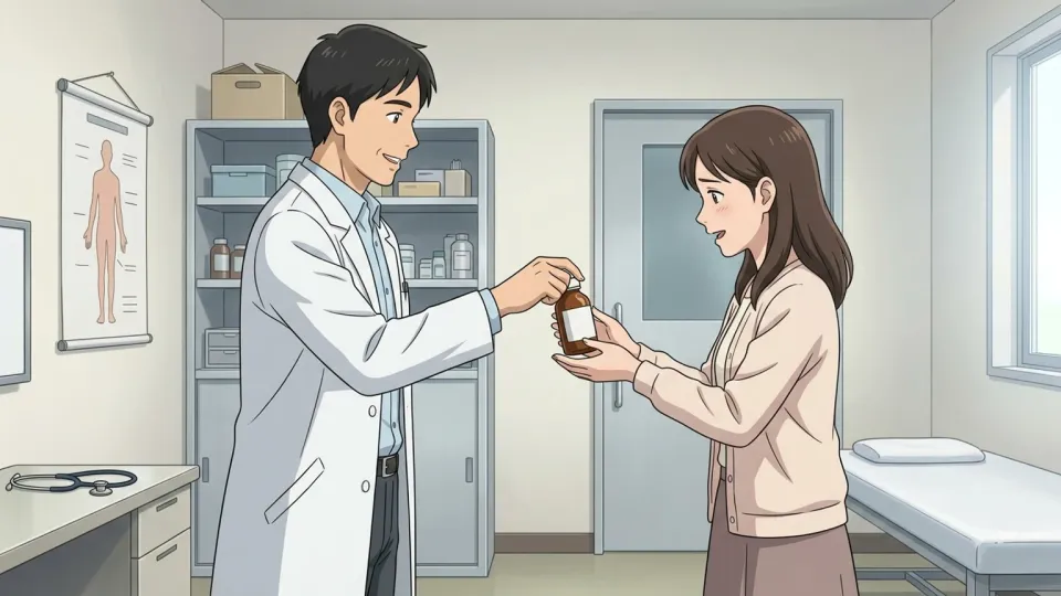 医師が患者の病気を治す様子。