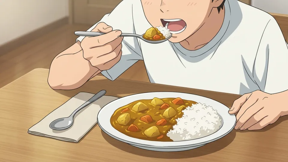 食卓に置かれた野菜カレー