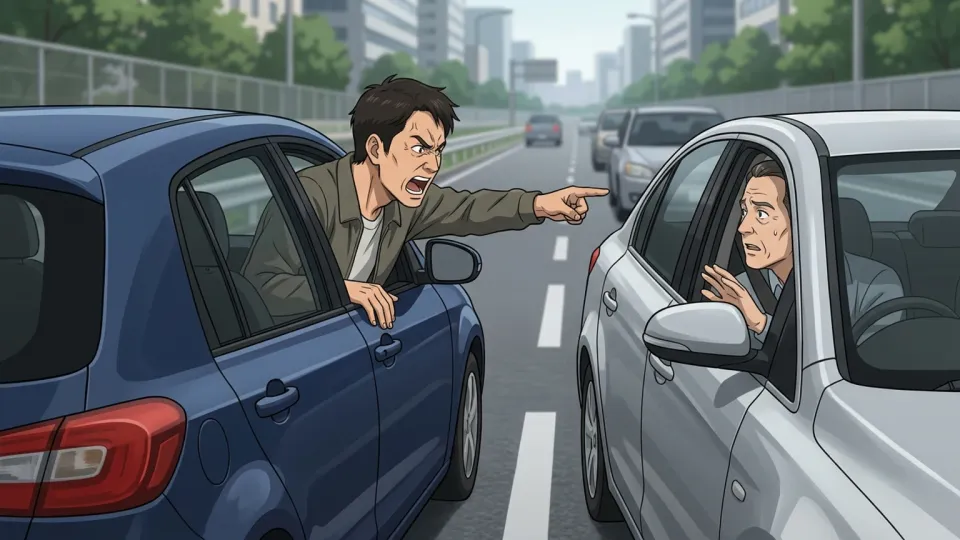 怒って悪態をつく運転手