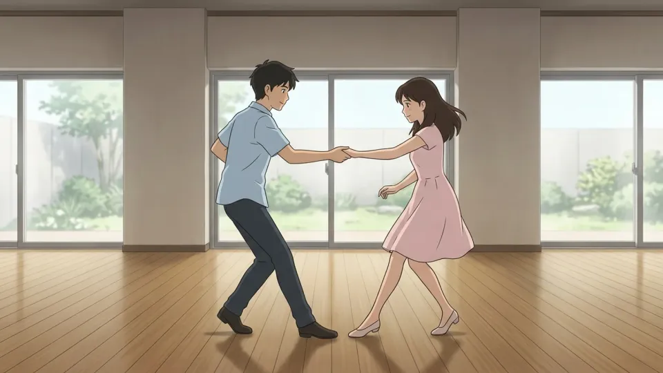 音楽に合わせて踊るカップル