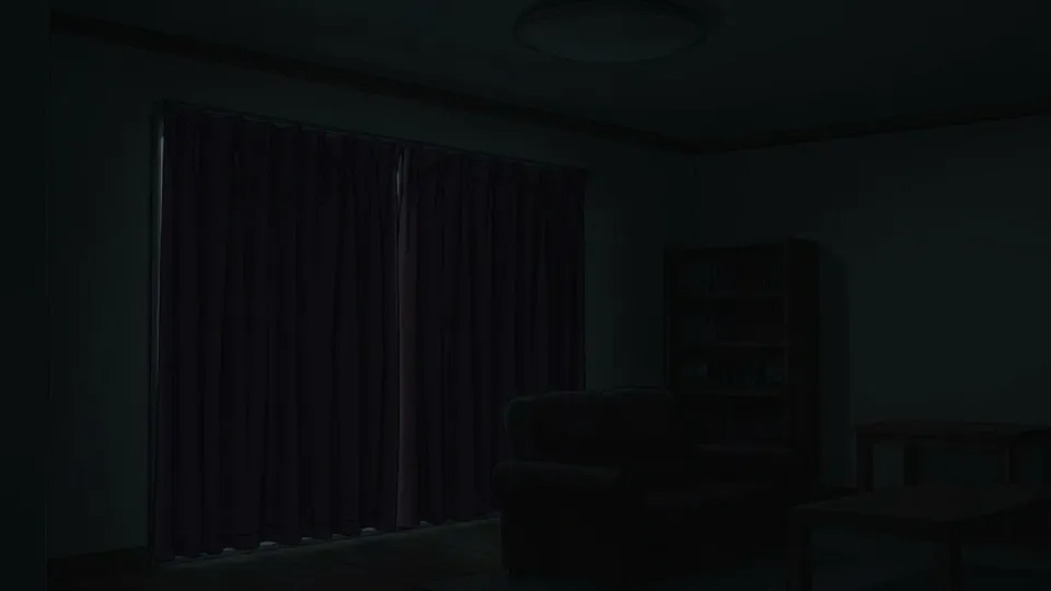 明かりが消えて暗い部屋
