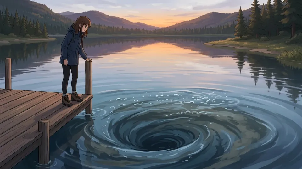 穏やかに見える水面の下に激しい潮流が隠れている光景
