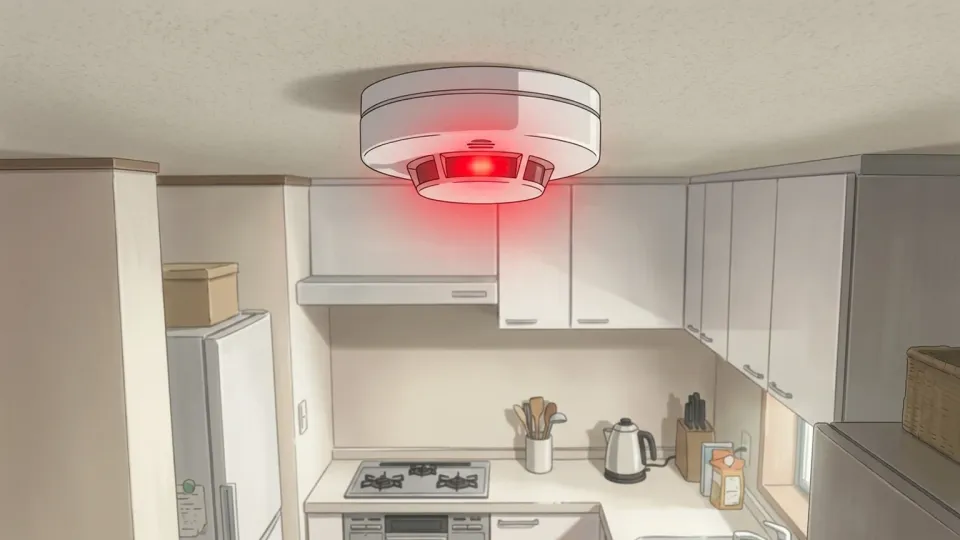 天井に設置された煙感知器