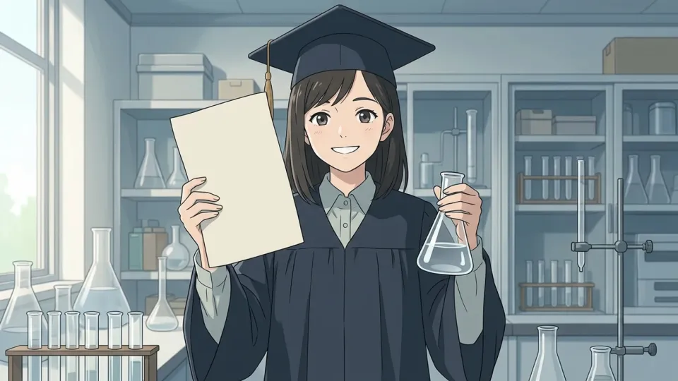 化学の学位授与を祝う研究者の姿
