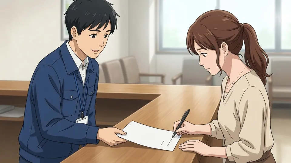 机の上にある署名用の文書