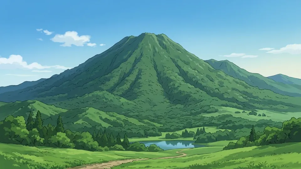 静かにたたずむ休眠中の火山