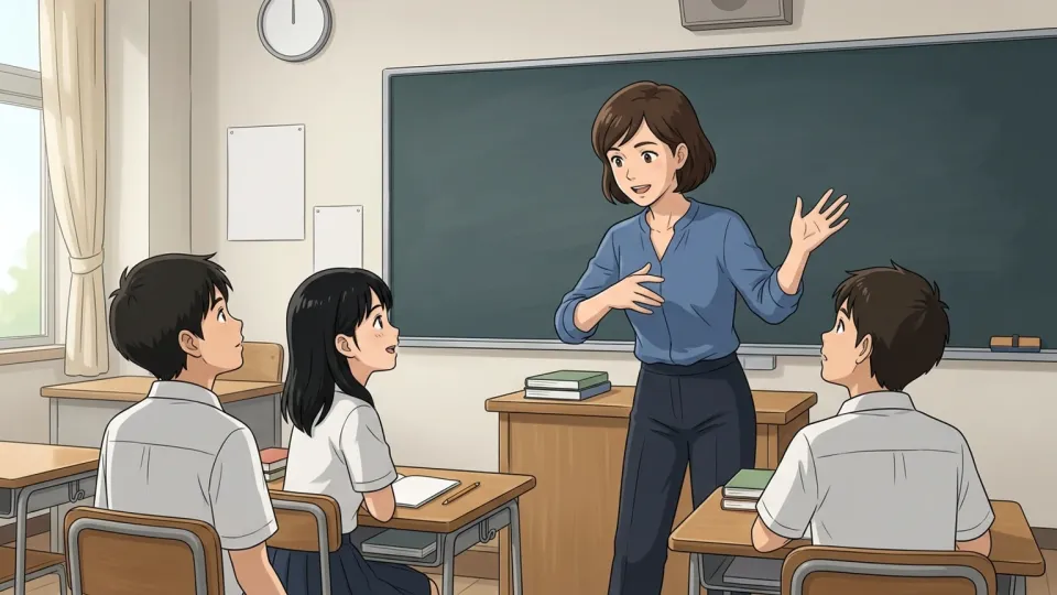 教室で生徒を指導する教師