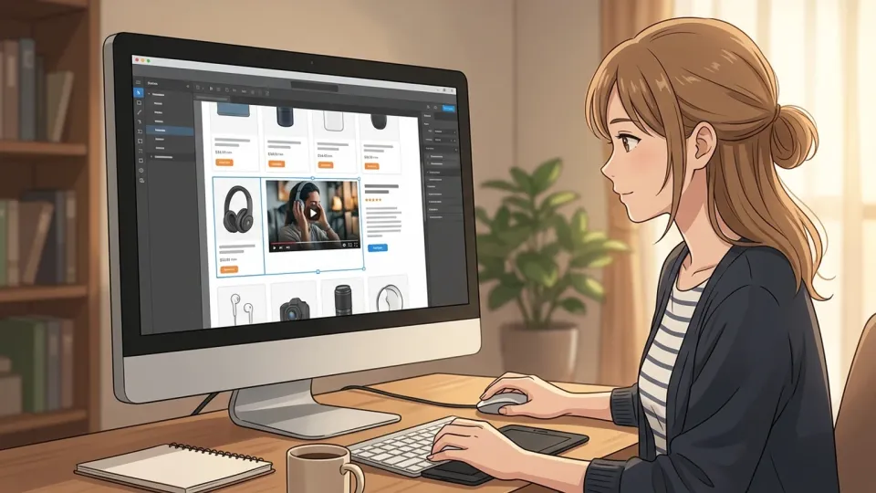 オンラインカタログに製品動画を埋め込むデザイナー