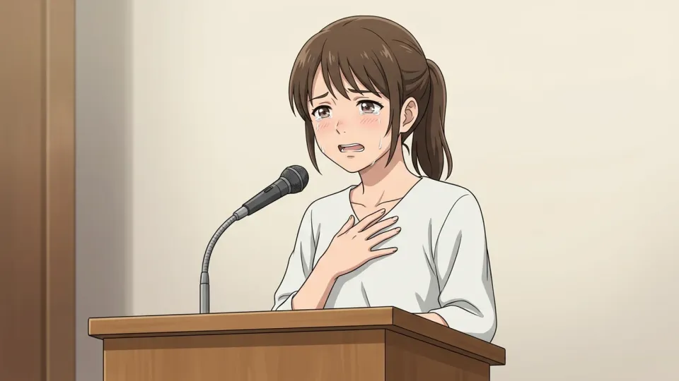 感情を込めて話す男性
