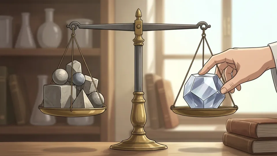 2つの異なる言語のテキストが天秤で釣り合っているイラスト