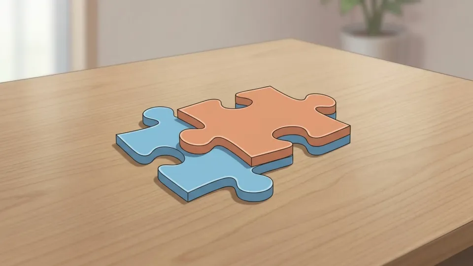 2つのパズルピースが本質的に同じ形であることを示す図